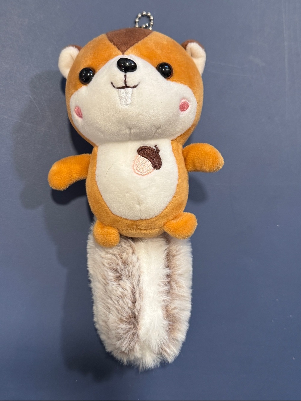 Plush Squirrel Keychain with Faux Fur Tail